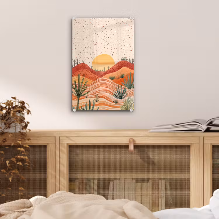 Glas schilderij - Landschap - Heuvels - Zonsondergang — 5