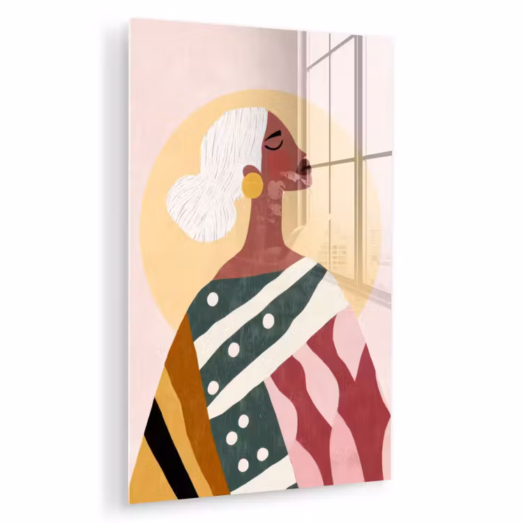 Glas schilderij - Vrouw - Zon - Kleurrijk — 1