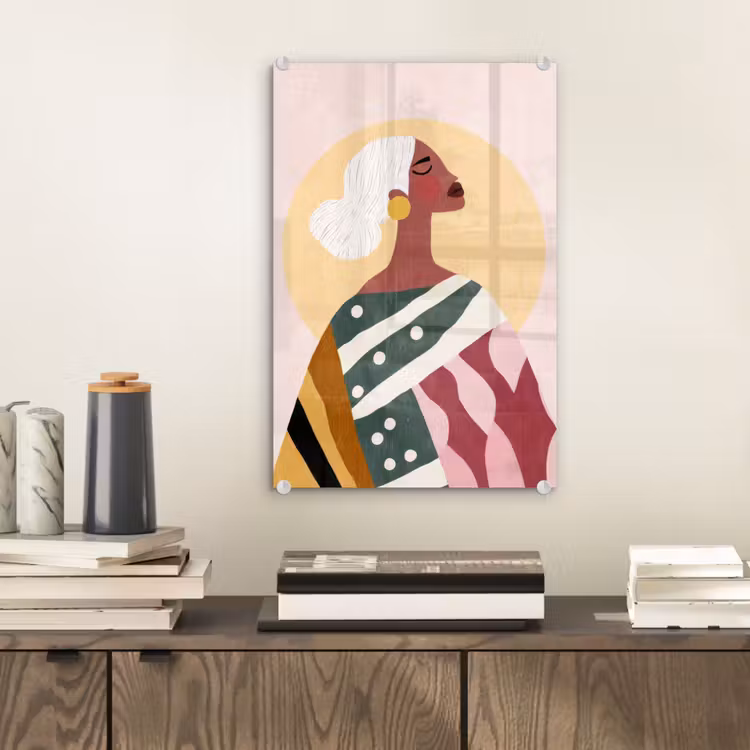 Glas schilderij - Vrouw - Zon - Kleurrijk — 2