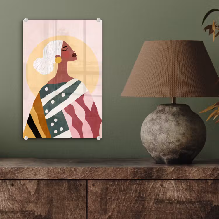 Glas schilderij - Vrouw - Zon - Kleurrijk — 4