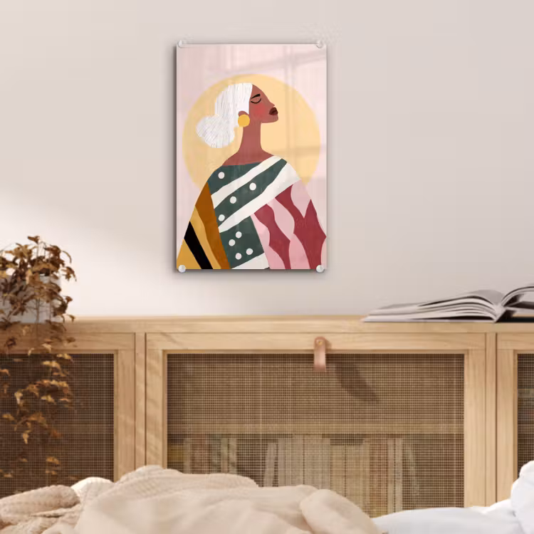 Glas schilderij - Vrouw - Zon - Kleurrijk — 5