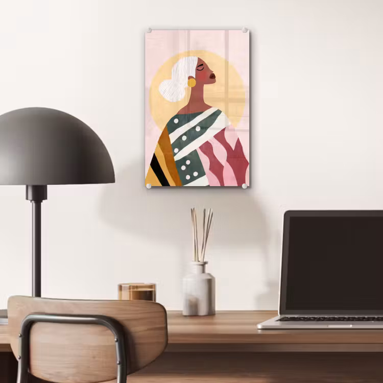 Glas schilderij - Vrouw - Zon - Kleurrijk — 7