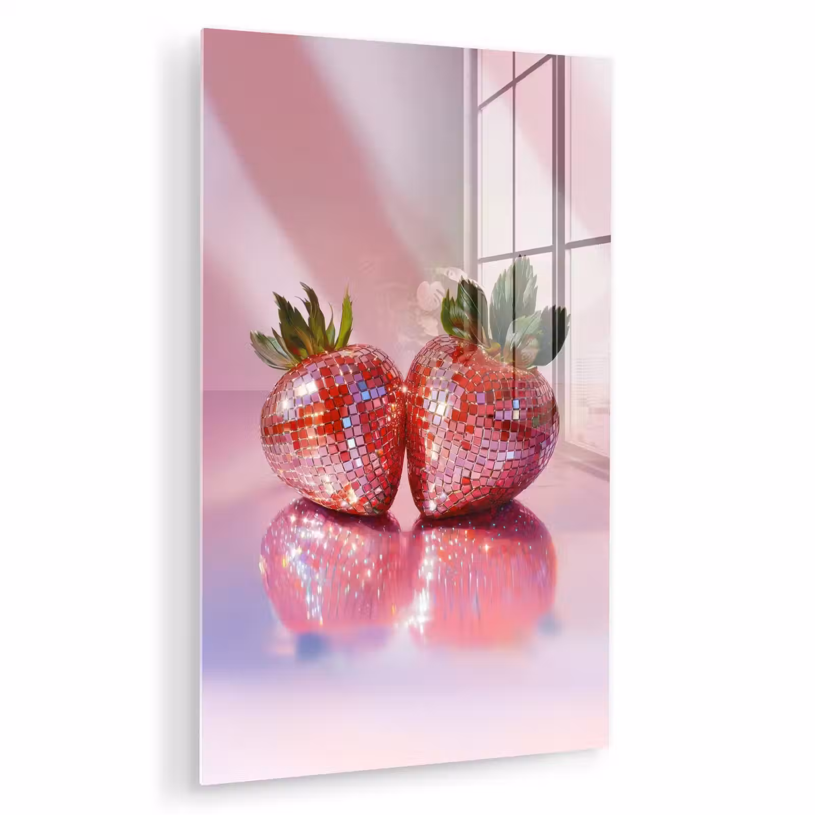 Glas schilderij - Disco - Fruit - Glitter - Strawberry — 1