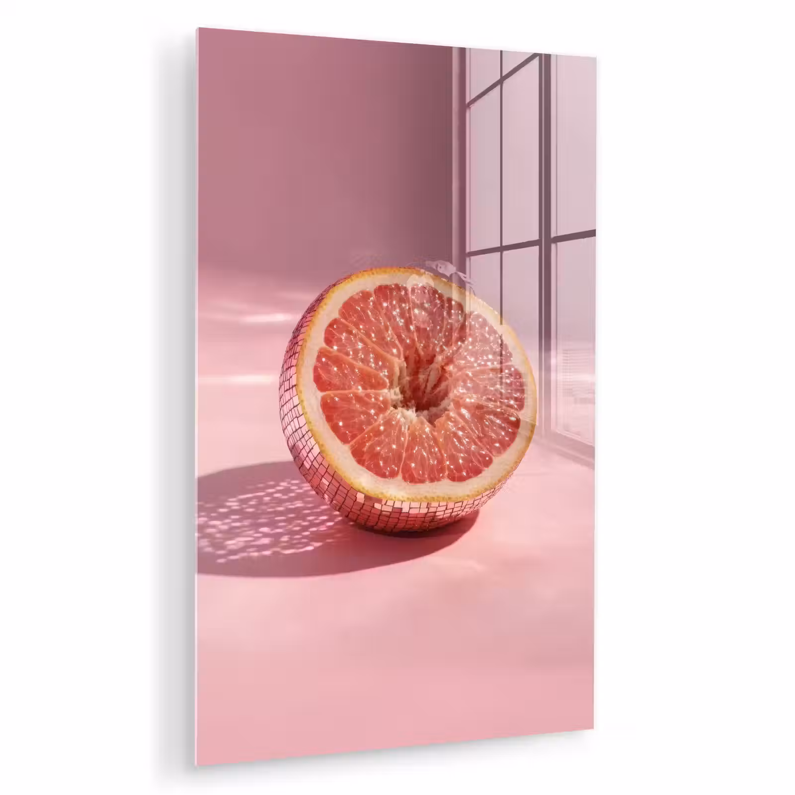 Glas schilderij - Grapefruit - Roze - Disco - Shiny — 1