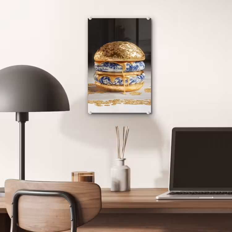 Glas schilderij - Delftsblauw - Goud - Burger — 7