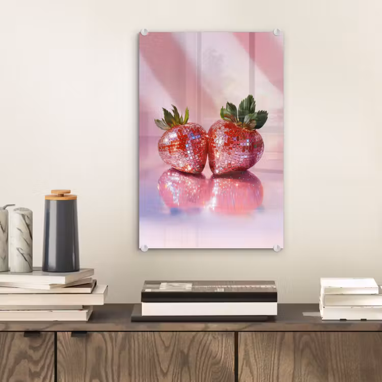 Glas schilderij - Disco - Fruit - Glitter - Strawberry — 2