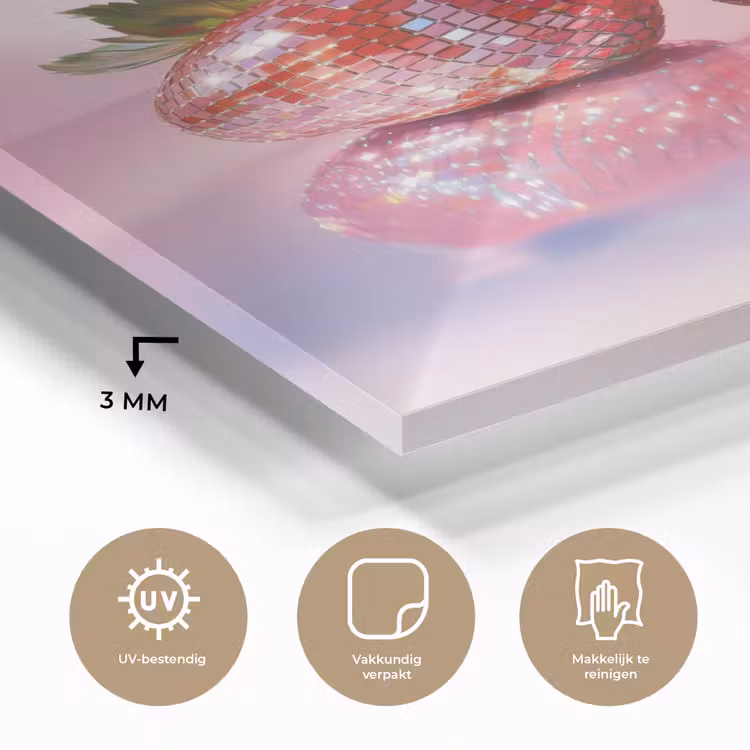 Glas schilderij - Disco - Fruit - Glitter - Strawberry — 3