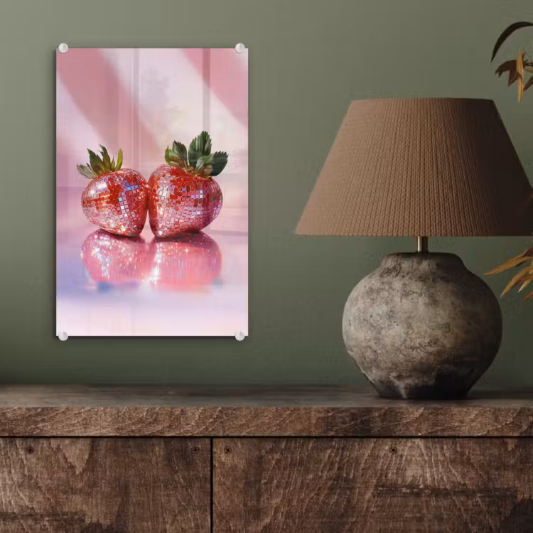 Glas schilderij - Disco - Fruit - Glitter - Strawberry — 4