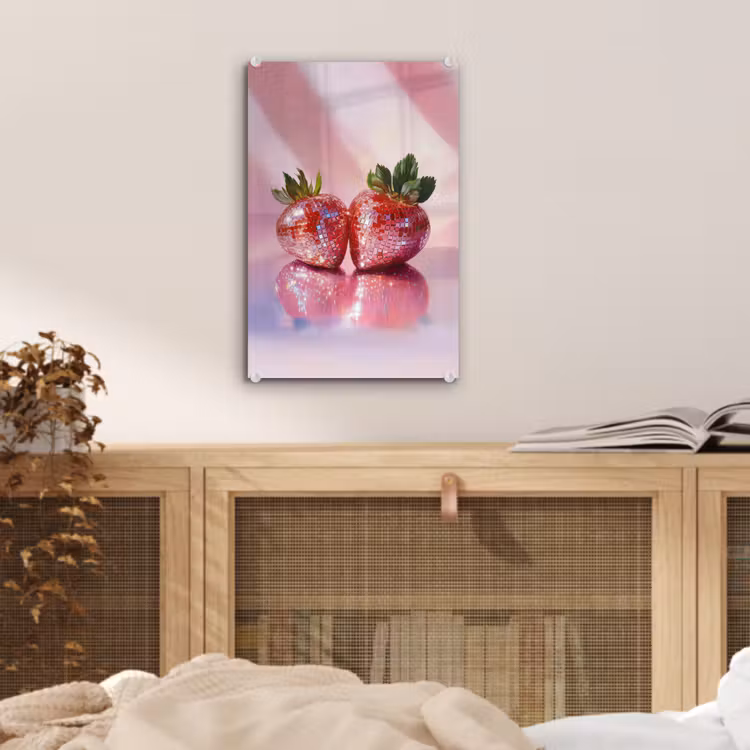 Glas schilderij - Disco - Fruit - Glitter - Strawberry — 5