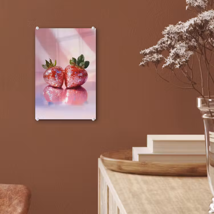 Glas schilderij - Disco - Fruit - Glitter - Strawberry — 6