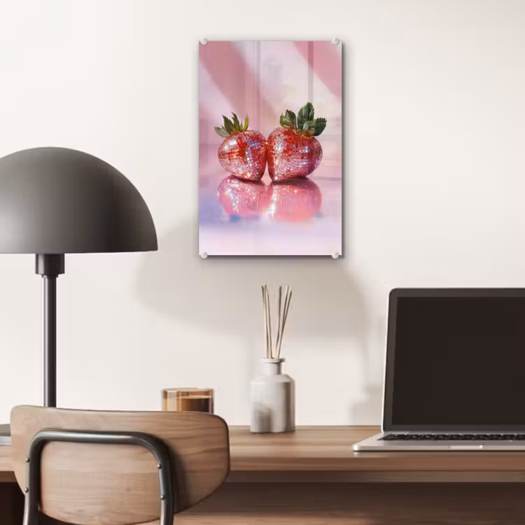 Glas schilderij - Disco - Fruit - Glitter - Strawberry — 7