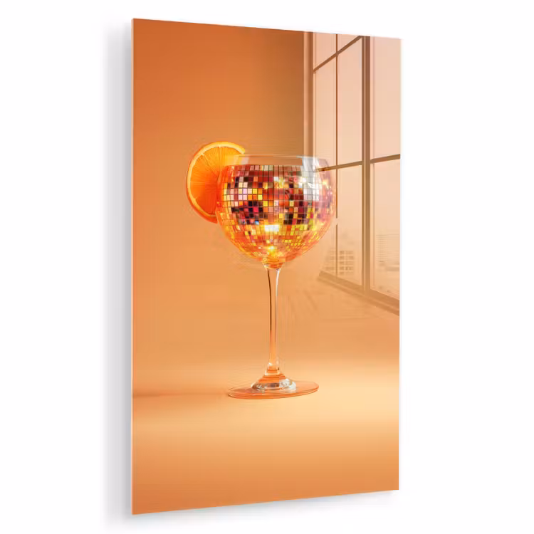 Glas schilderij - Drank - Oranje - Glitter - Disco — 1