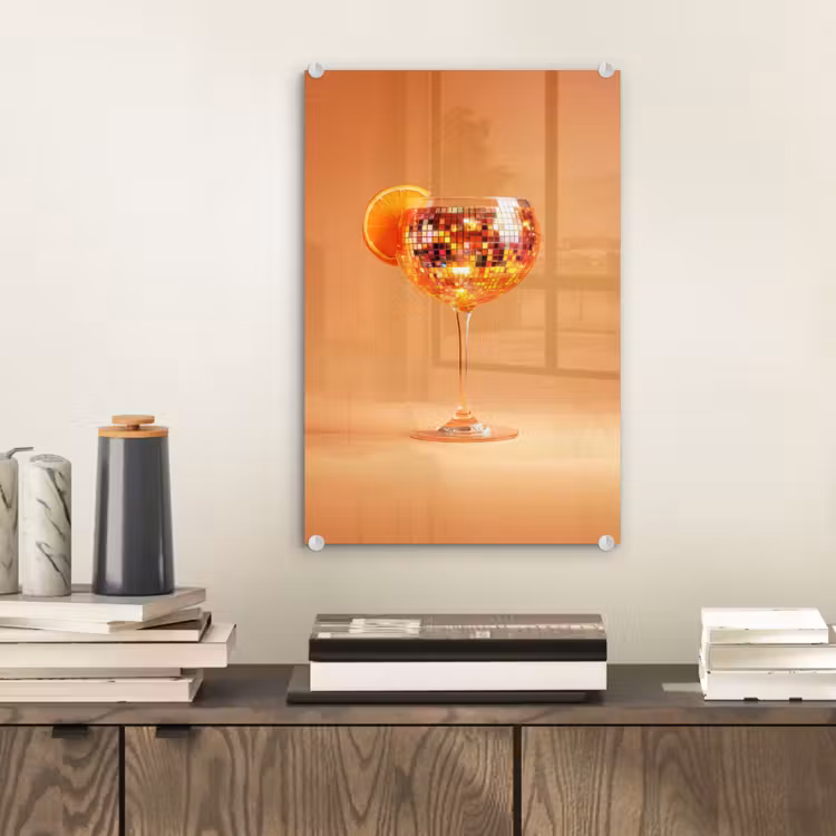 Glas schilderij - Drank - Oranje - Glitter - Disco — 2