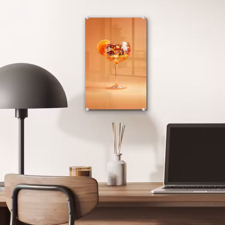 Glas schilderij - Drank - Oranje - Glitter - Disco — 7