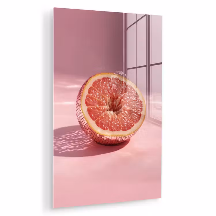 Glas schilderij - Grapefruit - Roze - Disco - Shiny — 1