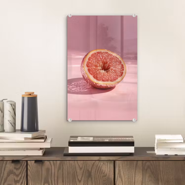 Glas schilderij - Grapefruit - Roze - Disco - Shiny — 2