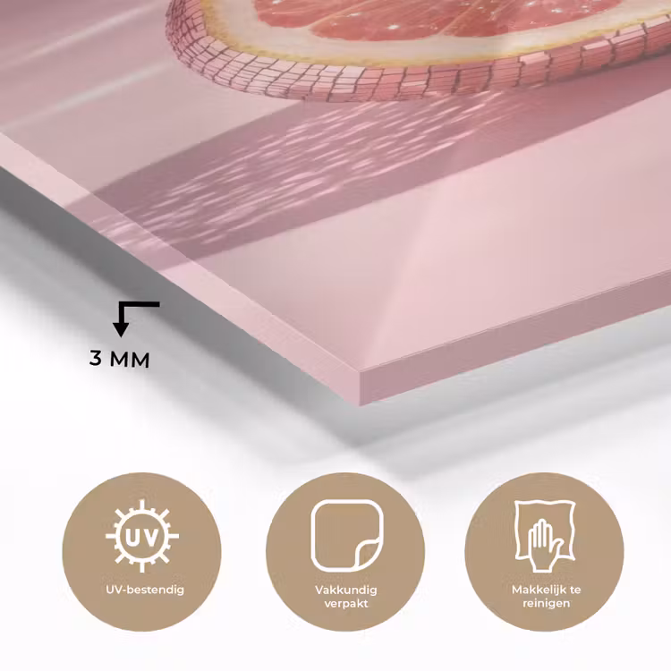 Glas schilderij - Grapefruit - Roze - Disco - Shiny — 3