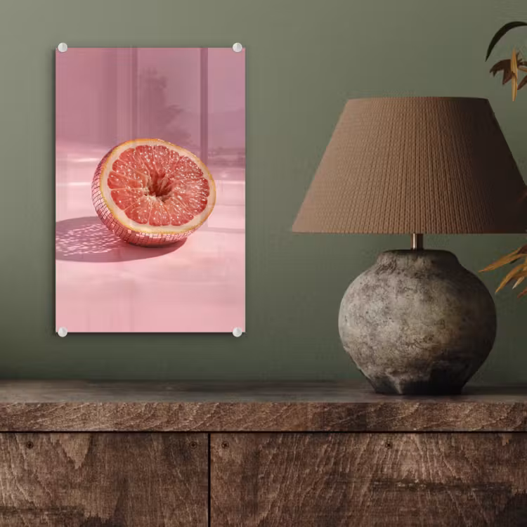 Glas schilderij - Grapefruit - Roze - Disco - Shiny — 4
