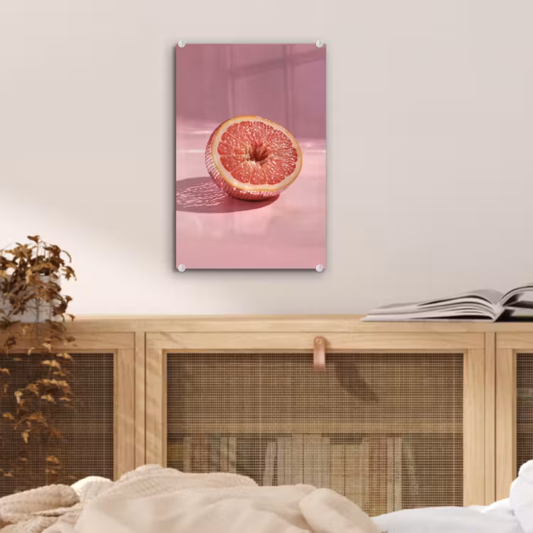 Glas schilderij - Grapefruit - Roze - Disco - Shiny — 5