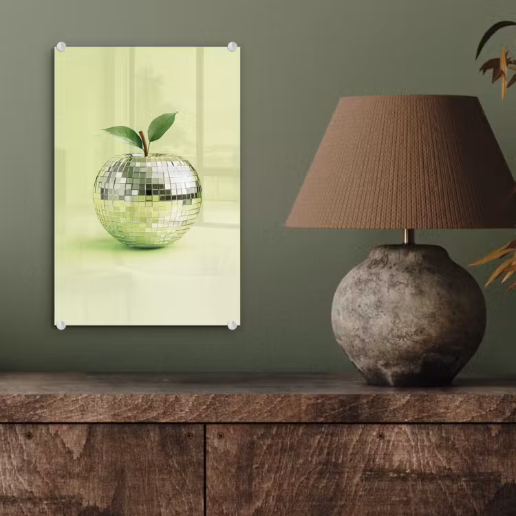 Glas schilderij - Groen - Disco - Decoratie - Appel — 4