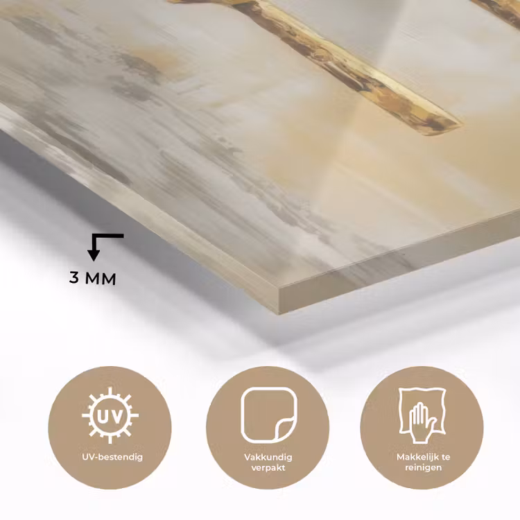 Glas schilderij - Verf - Goud - Bestek — 3