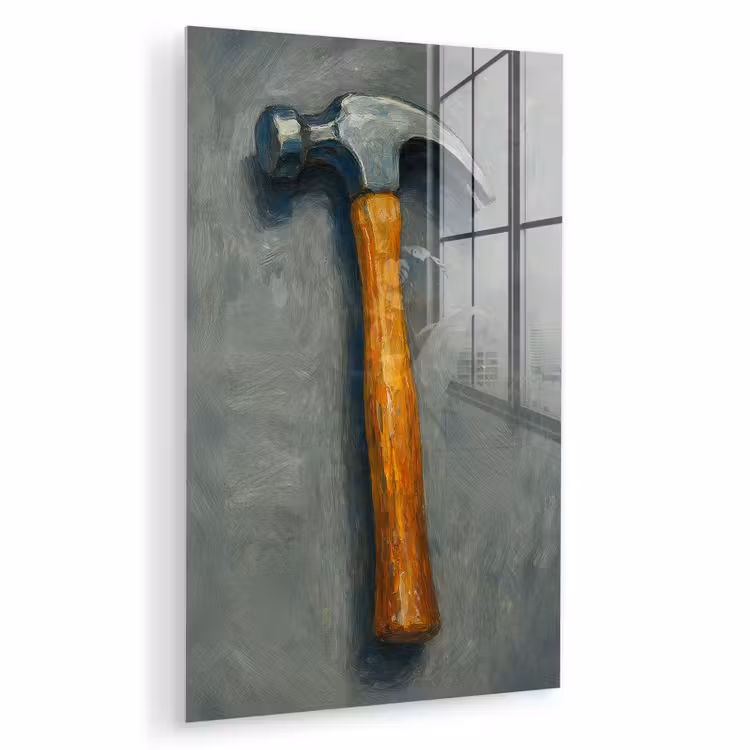 Glas schilderij - Hamer - Schilderij - Gereedschap — 1