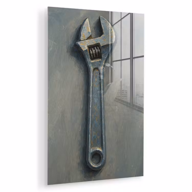 Glas schilderij - Moersleutel - Gereedschap - Verf — 1