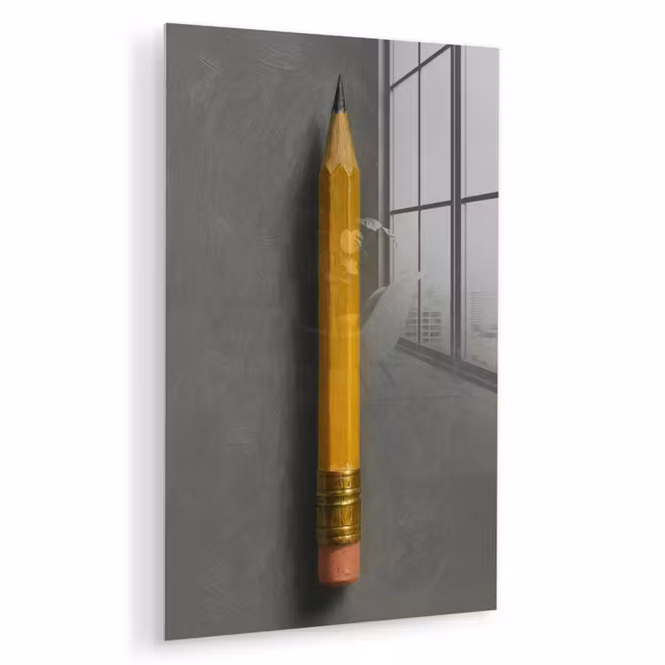 Glas schilderij - Potlood - Schilderij - Geel — 1