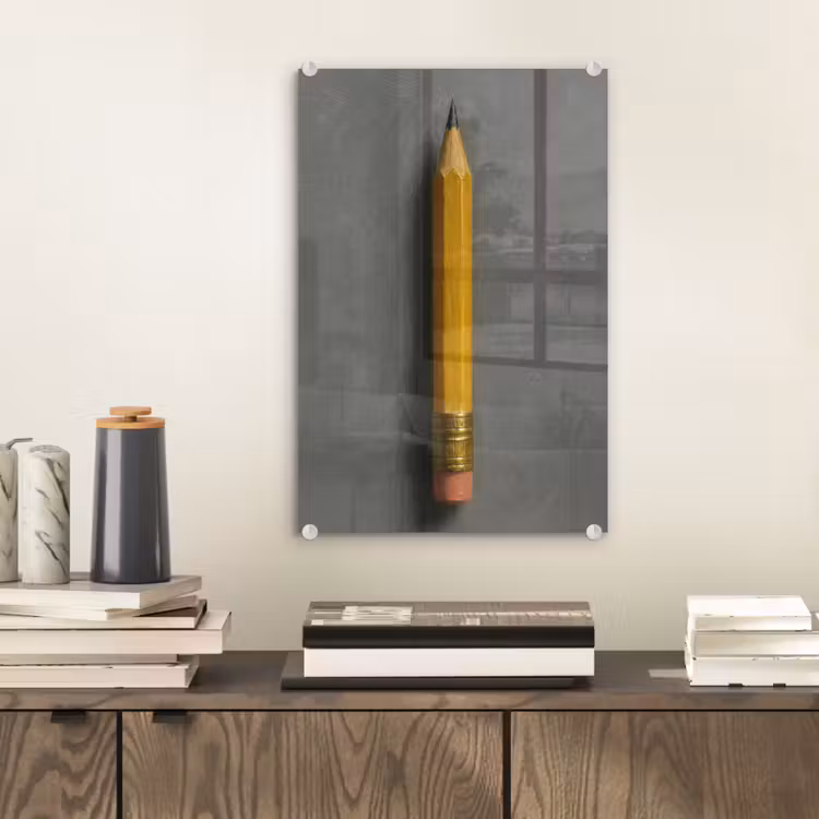 Glas schilderij - Potlood - Schilderij - Geel — 2