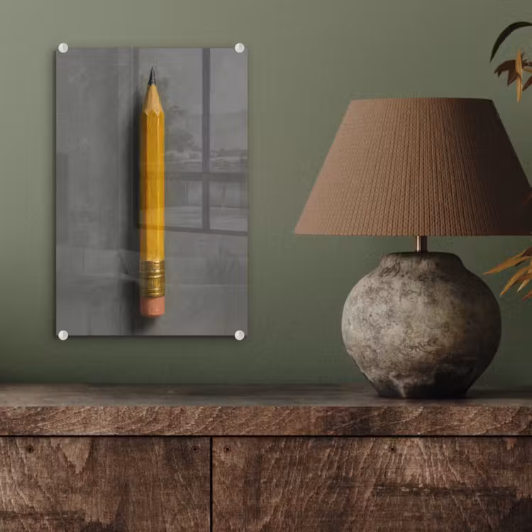 Glas schilderij - Potlood - Schilderij - Geel — 4