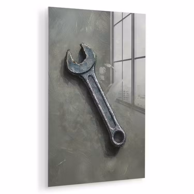 Glas schilderij - Steeksleutel - Schilderij - Gereedschap - Verf — 1