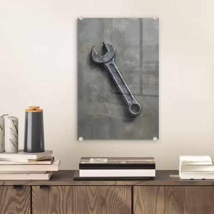 Glas schilderij - Steeksleutel - Schilderij - Gereedschap - Verf — 2