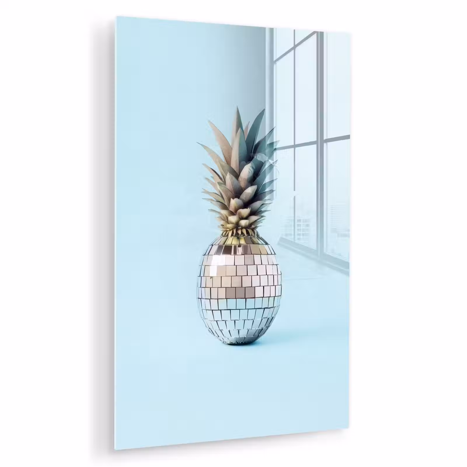 Glas schilderij - Blauw - Ananas - Disco - Discobal — 1