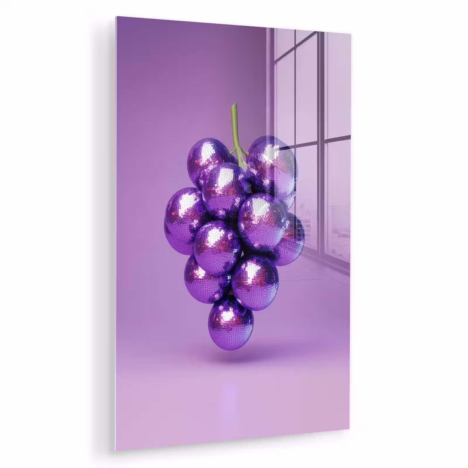 Glas schilderij - Druif - Disco - Glitter - Paars — 1