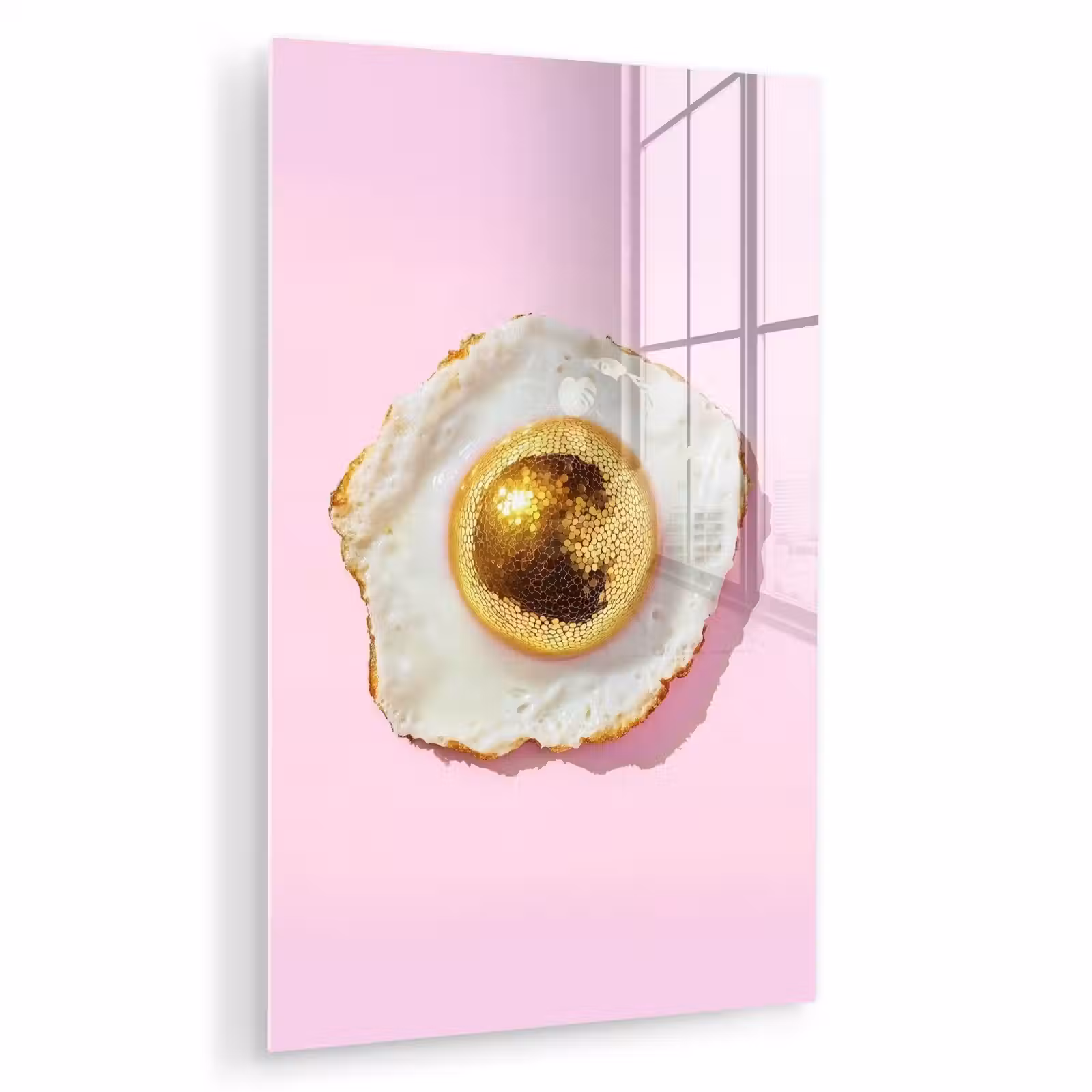 Glas schilderij - Ei - Disco - Ontbijt - Glitter — 1