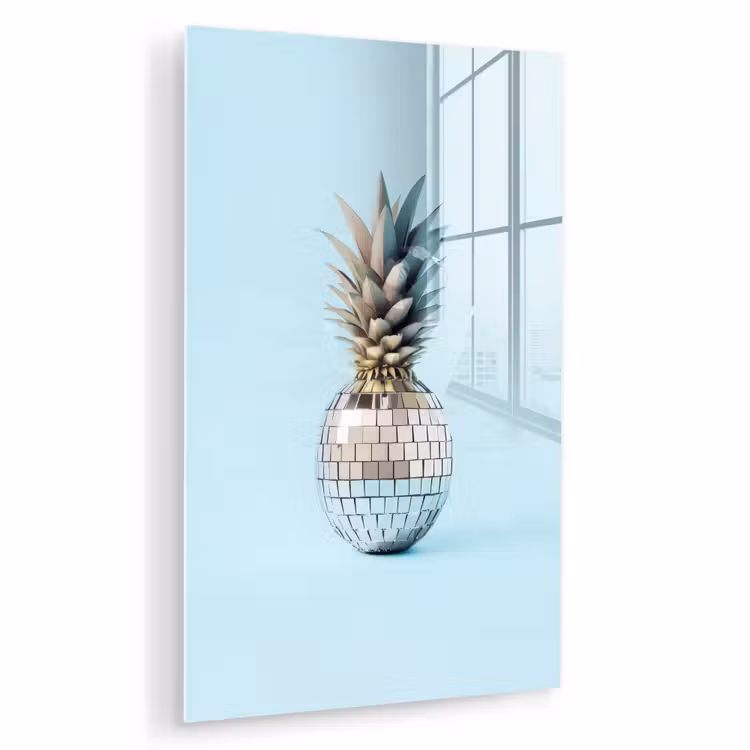 Glas schilderij - Blauw - Ananas - Disco - Discobal — 1