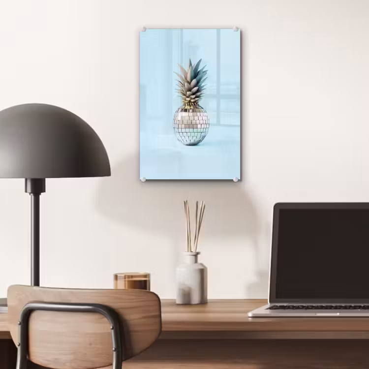 Glas schilderij - Blauw - Ananas - Disco - Discobal — 7