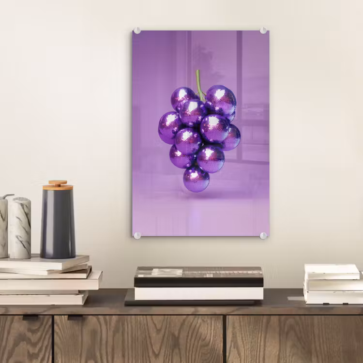 Glas schilderij - Druif - Disco - Glitter - Paars — 2