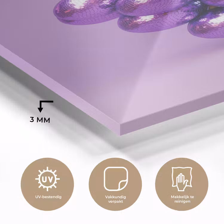Glas schilderij - Druif - Disco - Glitter - Paars — 3