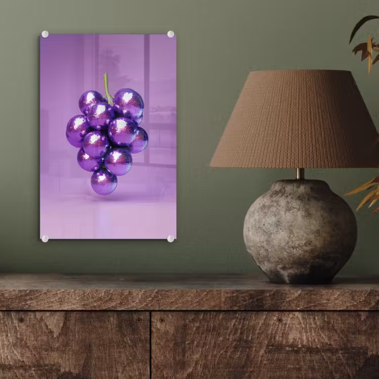 Glas schilderij - Druif - Disco - Glitter - Paars — 4