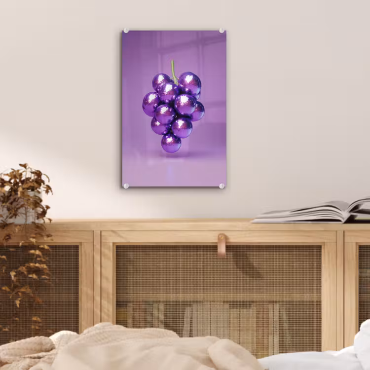 Glas schilderij - Druif - Disco - Glitter - Paars — 5