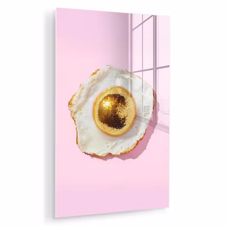 Glas schilderij - Ei - Disco - Ontbijt - Glitter — 1