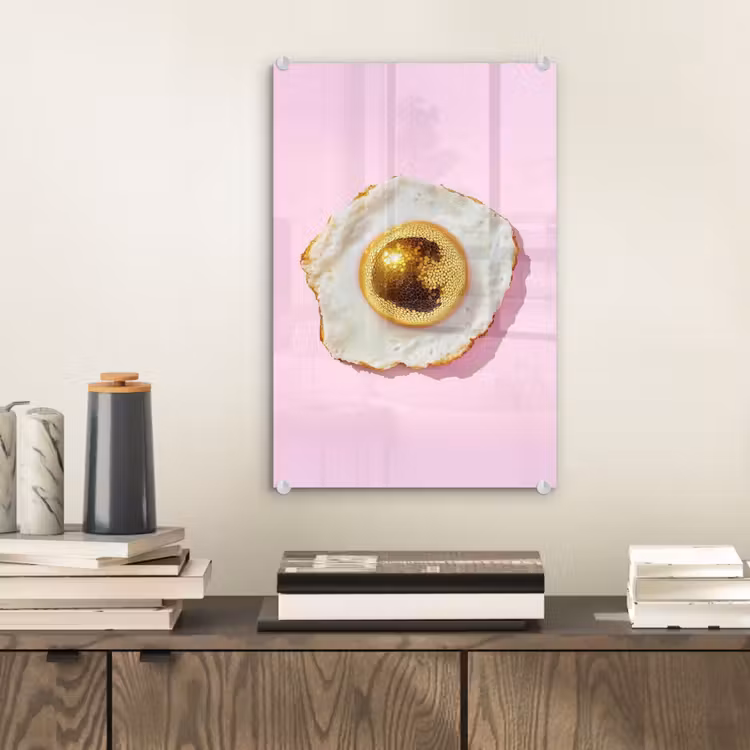 Glas schilderij - Ei - Disco - Ontbijt - Glitter — 2