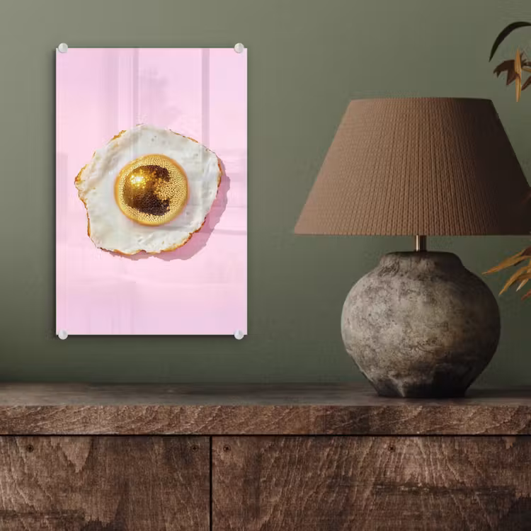 Glas schilderij - Ei - Disco - Ontbijt - Glitter — 4