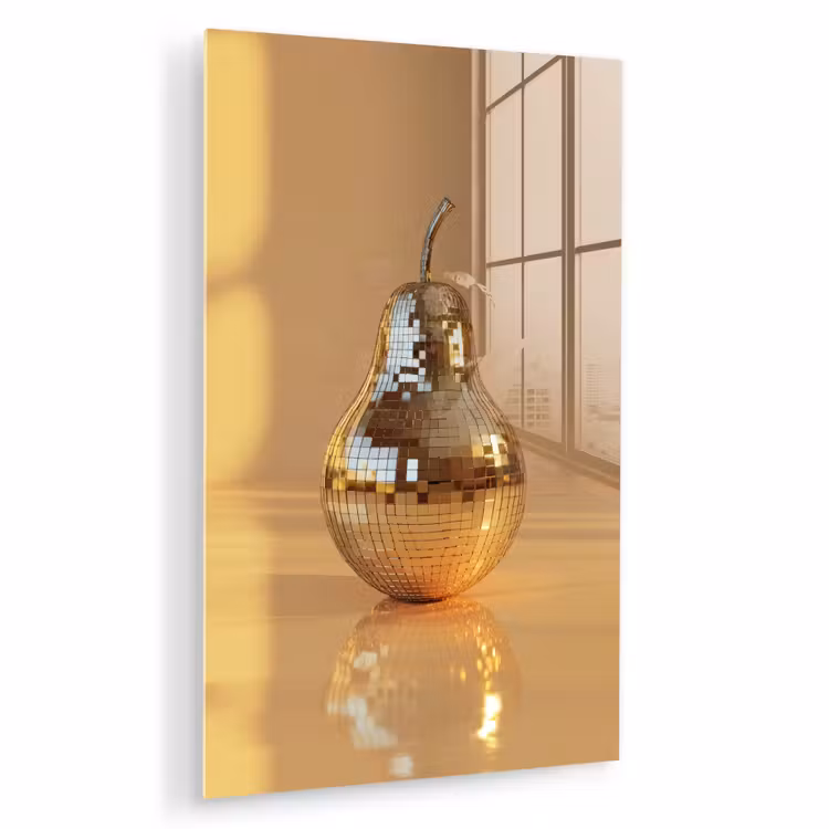 Glas schilderij - Goud - Disco - Glitter - Peer — 1