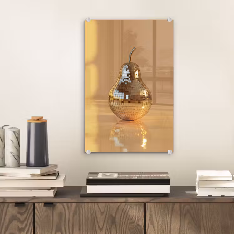 Glas schilderij - Goud - Disco - Glitter - Peer — 2