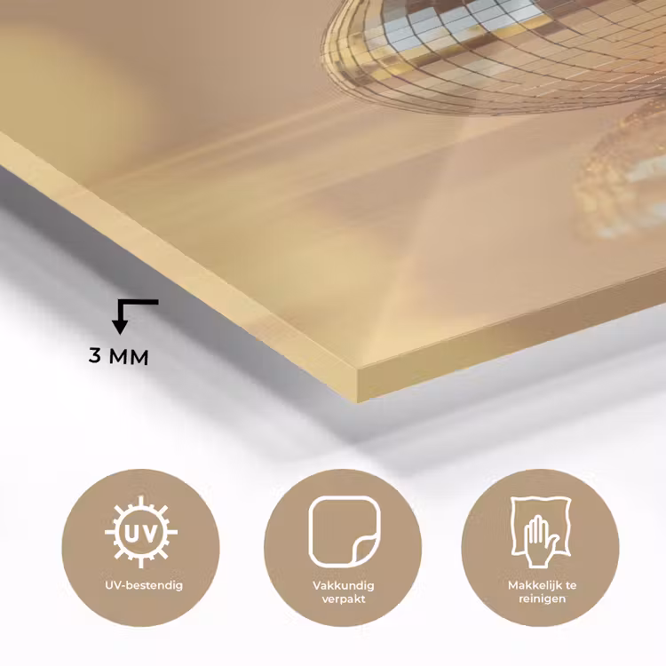 Glas schilderij - Goud - Disco - Glitter - Peer — 3