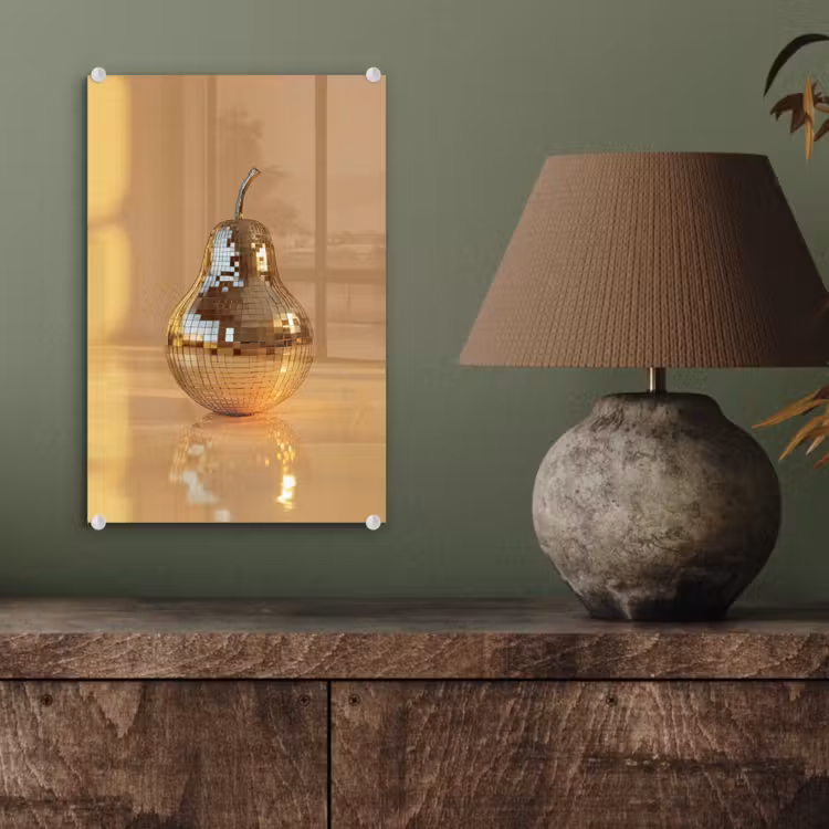 Glas schilderij - Goud - Disco - Glitter - Peer — 4