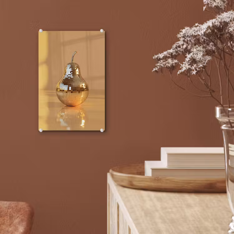 Glas schilderij - Goud - Disco - Glitter - Peer — 6