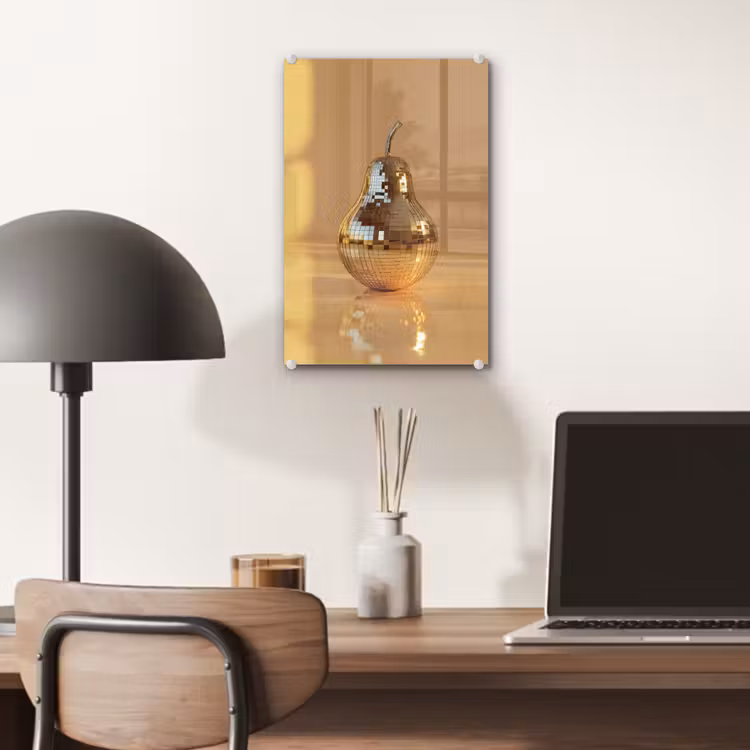 Glas schilderij - Goud - Disco - Glitter - Peer — 7